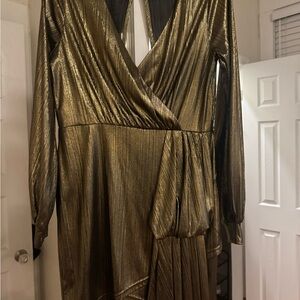 Lulu's Metallic Gold Mini Dress
